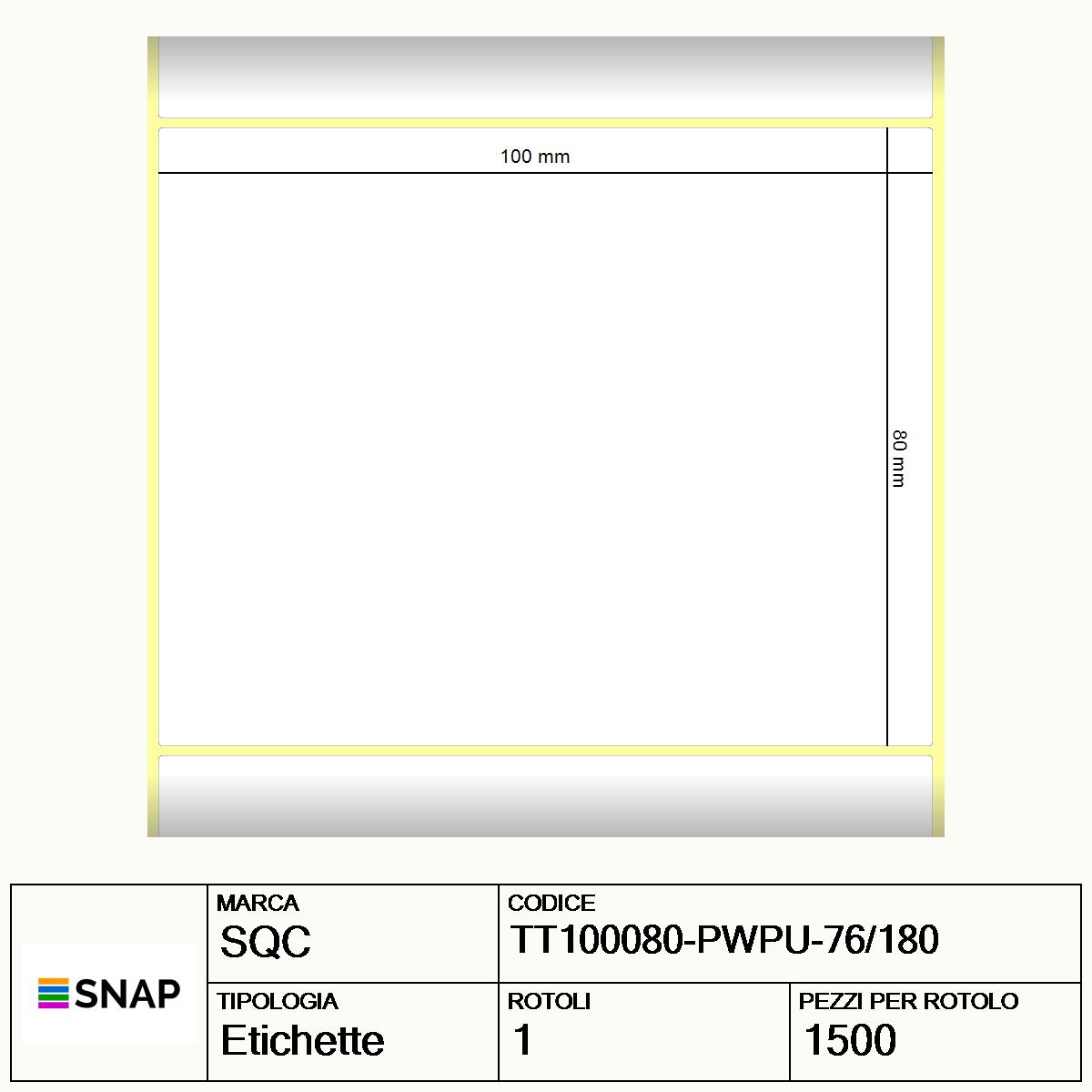 TT100080-PWPU-76/180 - Etichette SQC  S-HARD-PT Carta