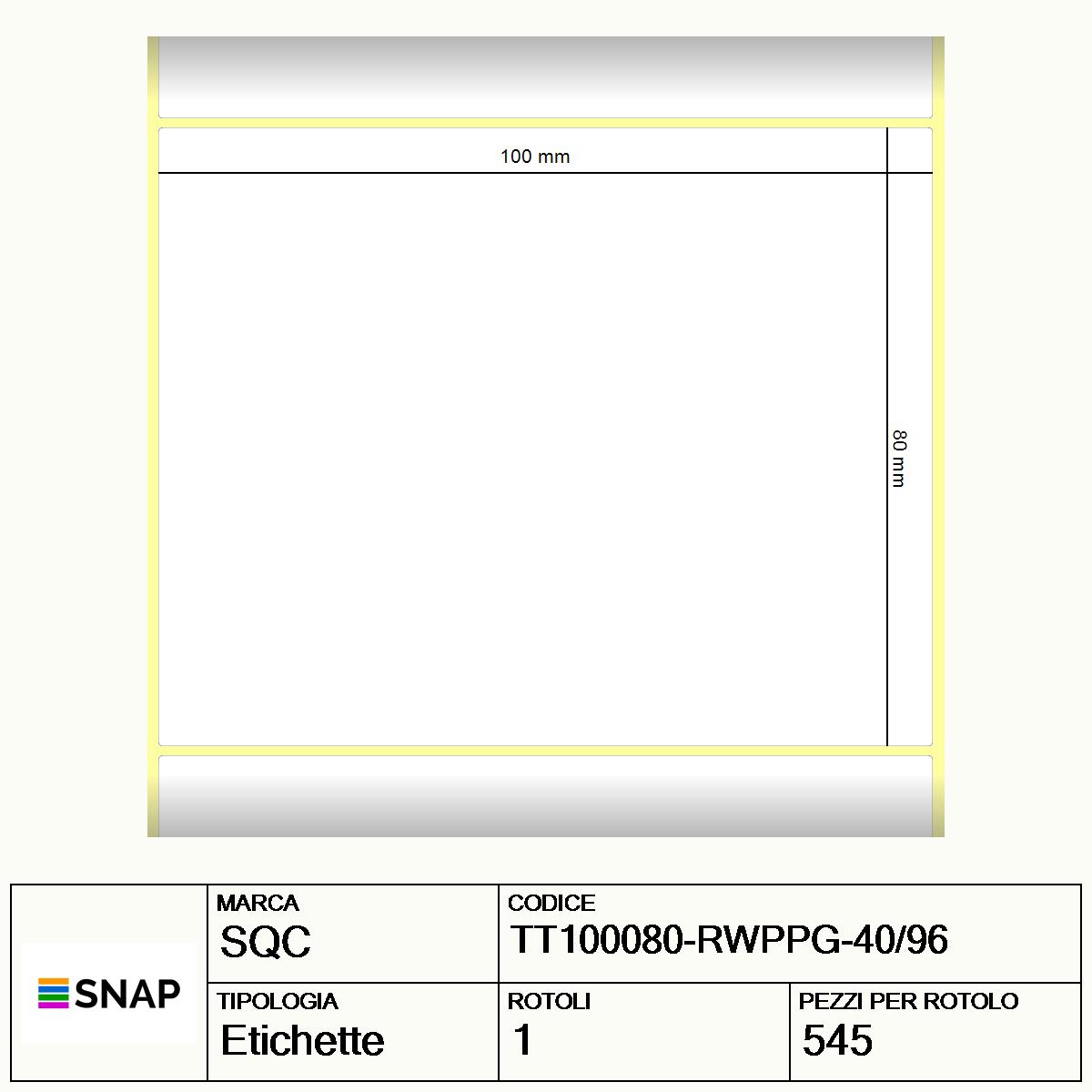 TT100080-RWPPG-40/96 - Etichette SQC  S-DESK-ST Polipropilene