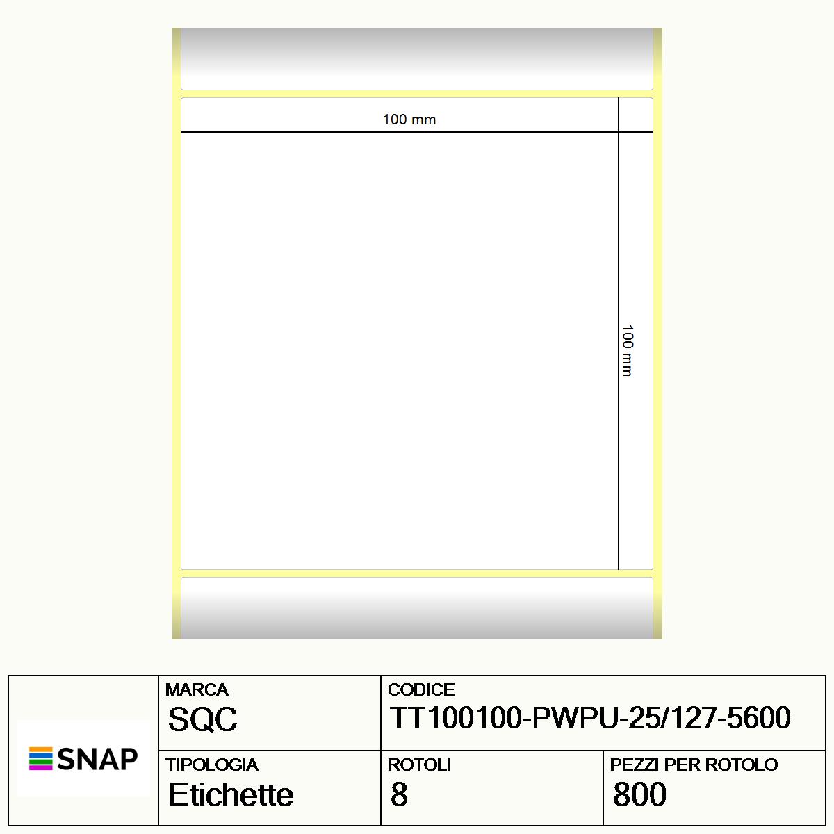 TT100100-PWPU-25/127-5600 - Etichette SQC  S-DESK-PT Carta