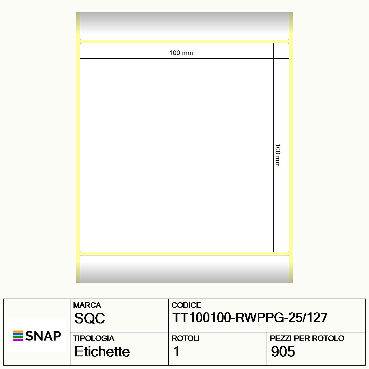 TT100100-RWPPG-25/127 - Etichette SQC  S-DESK-ST Polipropilene