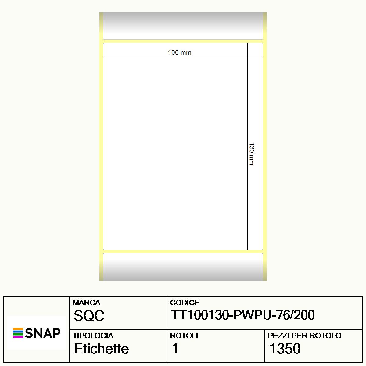 TT100130-PWPU-76/200 - Etichette SQC  S-HARD-PT Carta