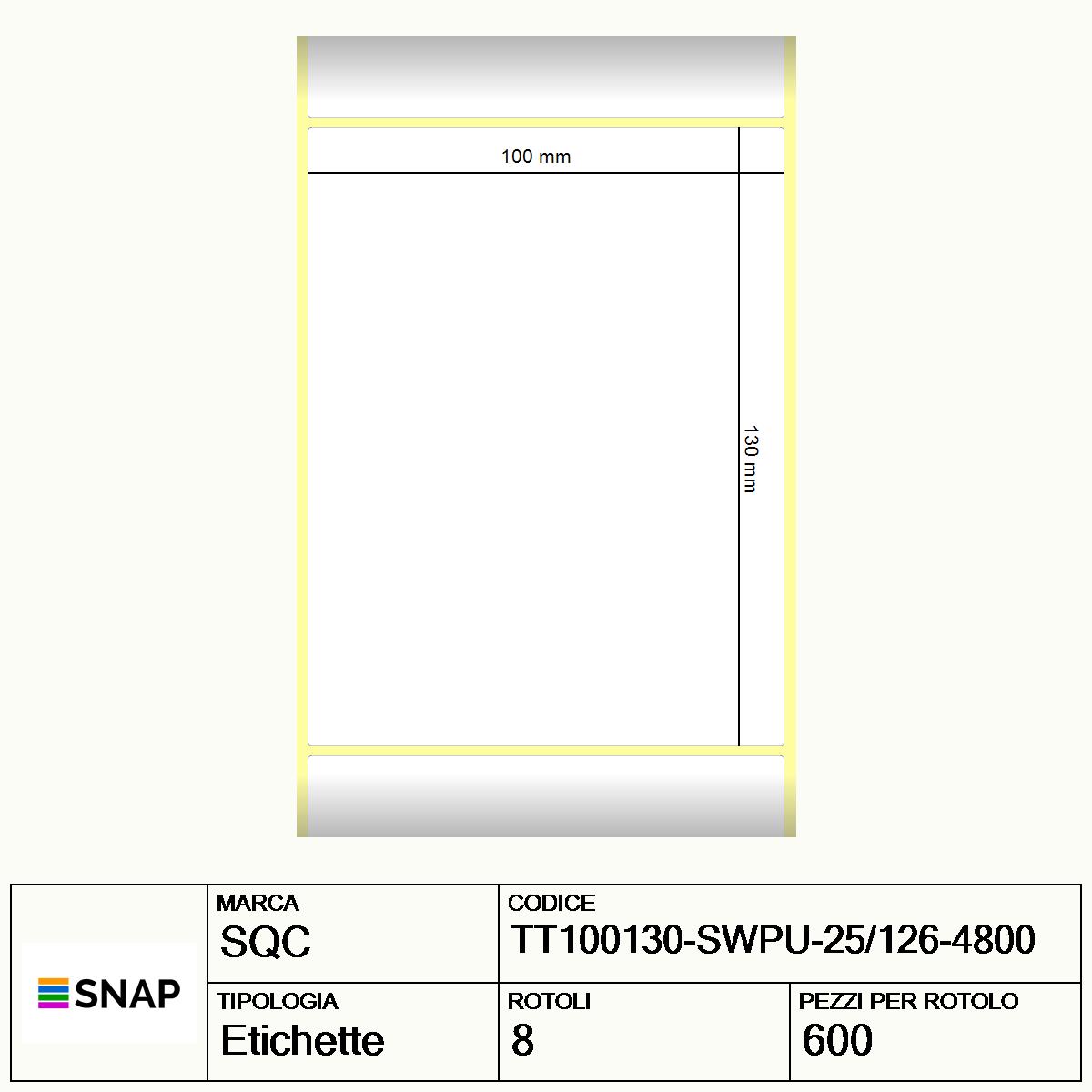 TT100130-SWPU-25/126-4800 - Etichette SQC  S-DESK-PT Carta
