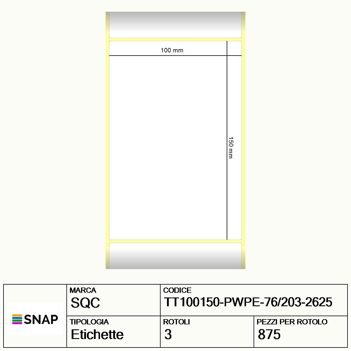 TT100150-PWPE-76/203-2625 - Etichette SQC  S-HARD-ST Poliestere