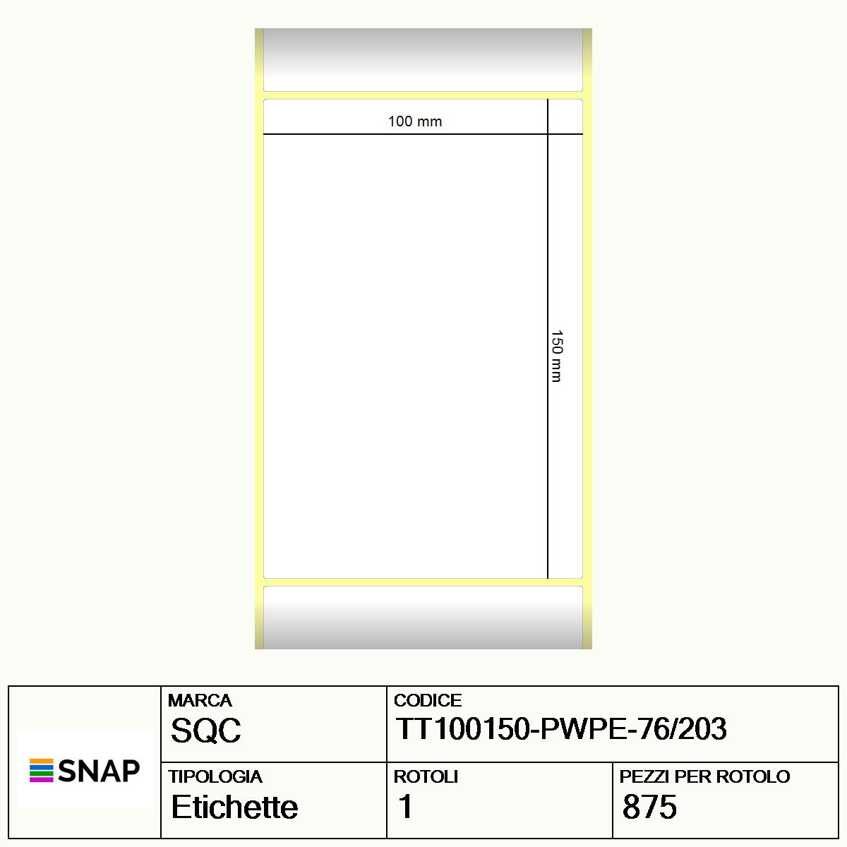 TT100150-PWPE-76/203 - Etichette SQC  S-HARD-PT Poliestere