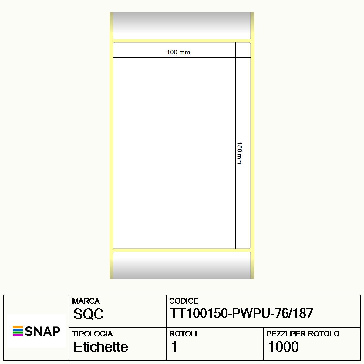 TT100150-PWPU-76/187 - Etichette SQC  S-HARD-PT Carta