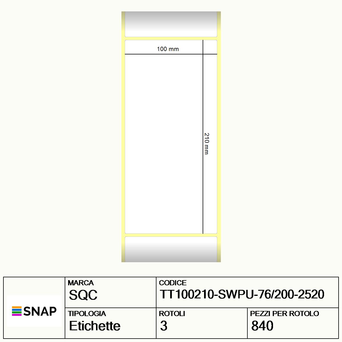TT100210-SWPU-76/200-2520 - Etichette SQC  S-HARD-PT Carta