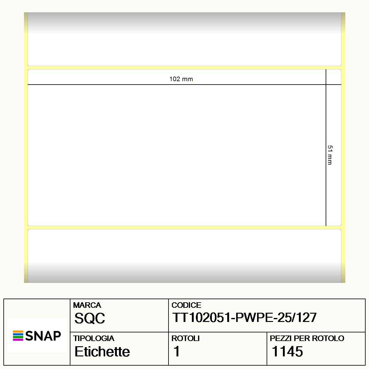 TT102051-PWPE-25/127 - Etichette SQC  S-DESK-ST Poliestere