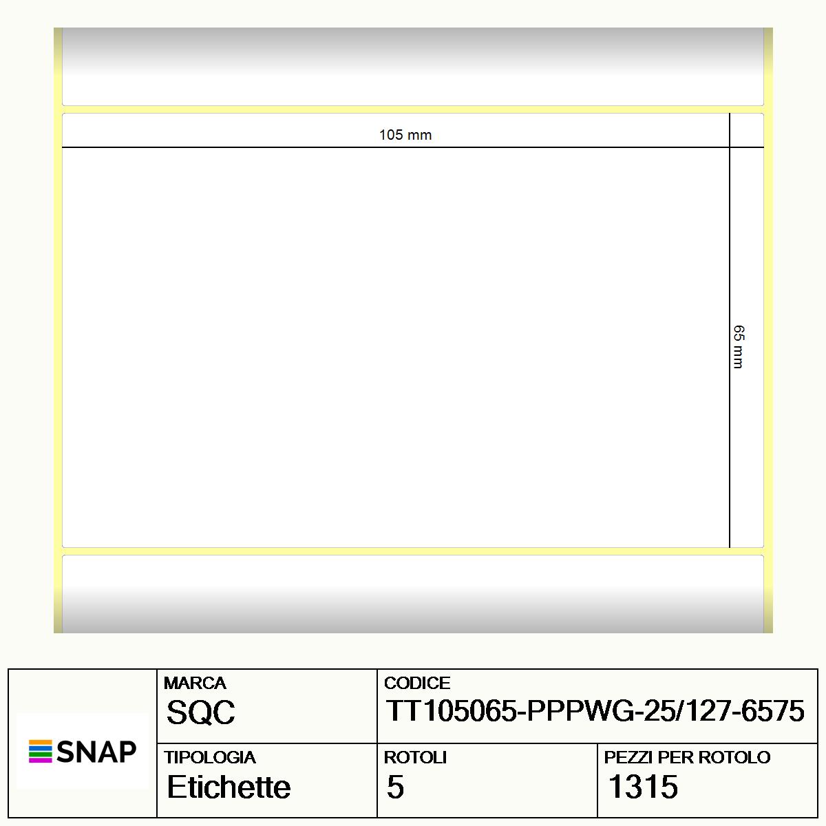 TT105065-PPPWG-25/127-6575 - Etichette SQC  S-DESK-ST Polipropilene