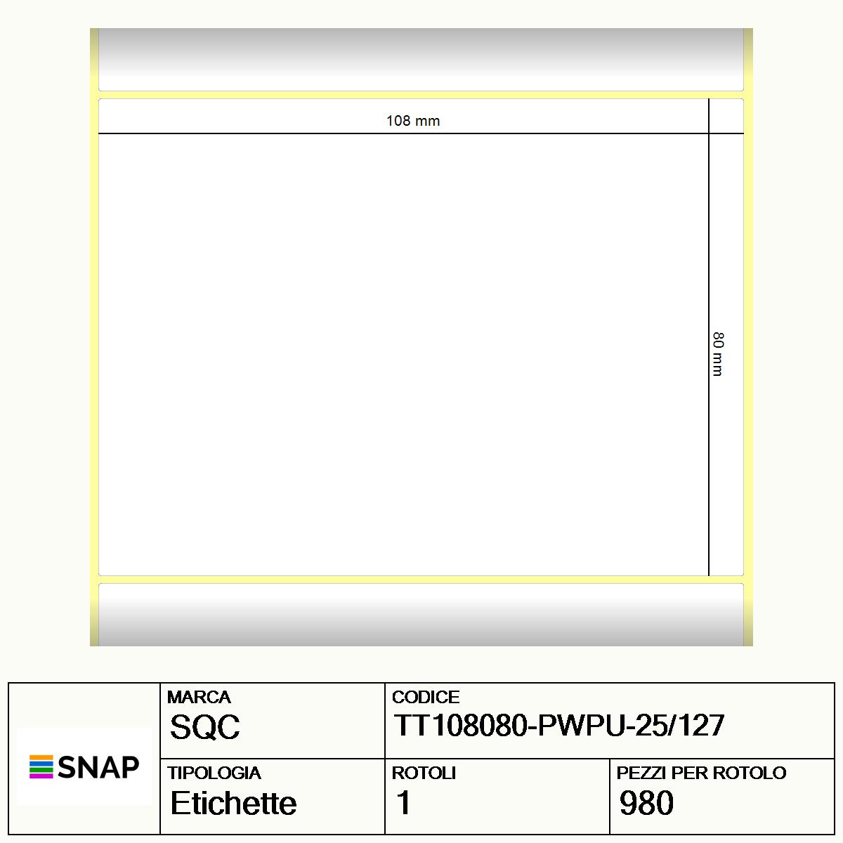 TT108080-PWPU-25/127 - Etichette SQC  S-DESK-PT Carta
