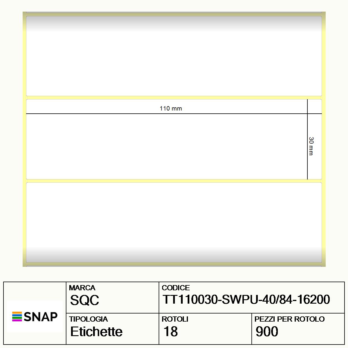 TT110030-SWPU-40/84-16200 - Etichette SQC  S-DESK-PT Carta