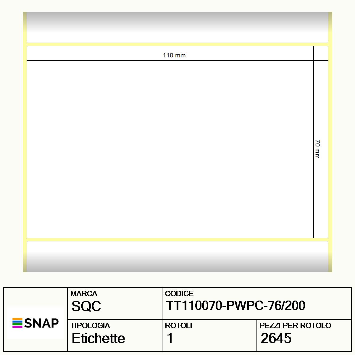 TT110070-PWPC-76/200 - Etichette SQC  S-HARD-PT Carta