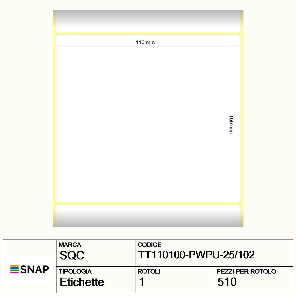 TT110100-PWPU-25/102 - Etichette SQC  S-DESK-PT Carta