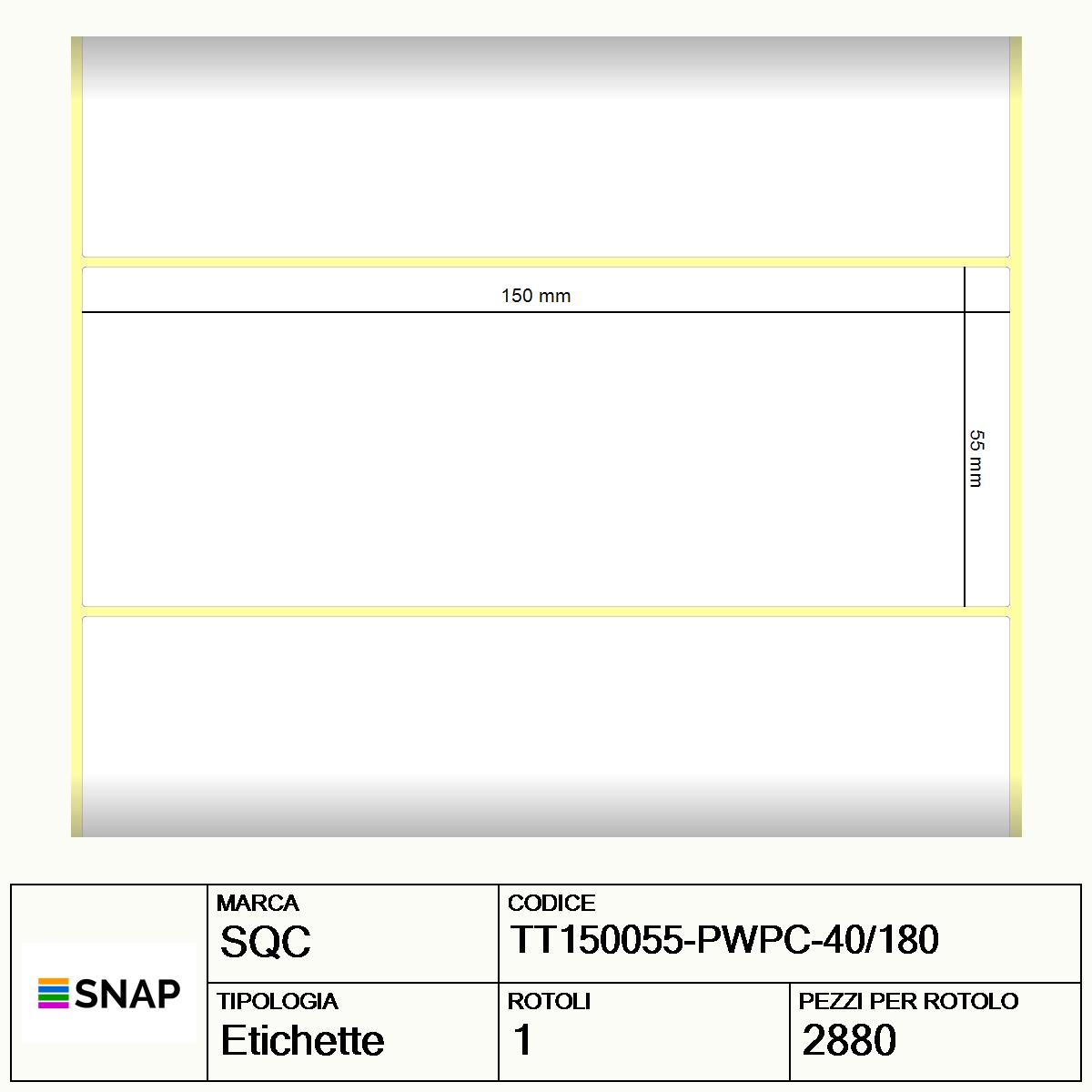 TT150055-PWPC-40/180 - Etichette SQC  S-HARD-PT Carta