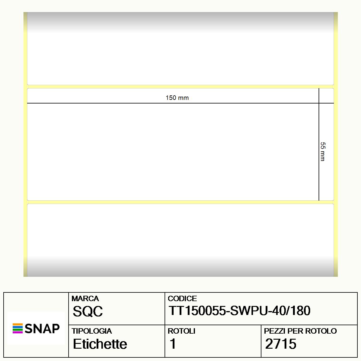 TT150055-SWPU-40/180 - Etichette SQC  S-HARD-PT Carta