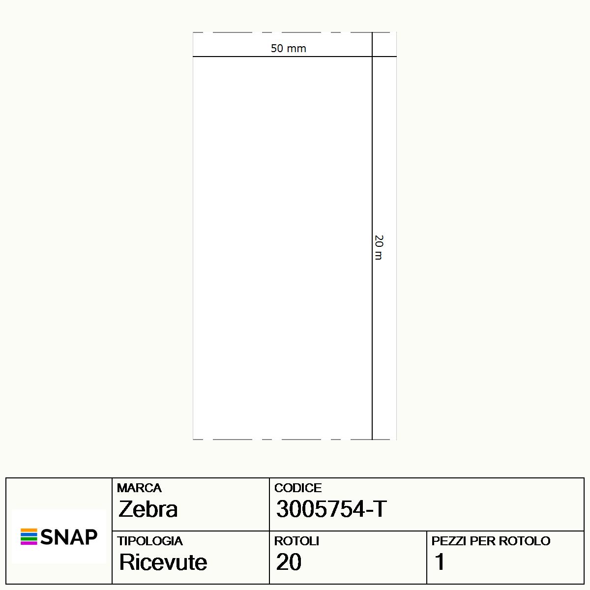 3005754-T - Ricevute Zebra  8000D 10 Year Receipt Carta