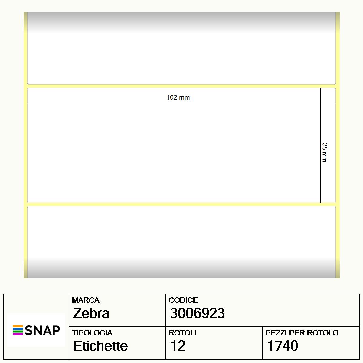 3006923 - Etichette Zebra  Z-Perform 1000T Removable Carta
