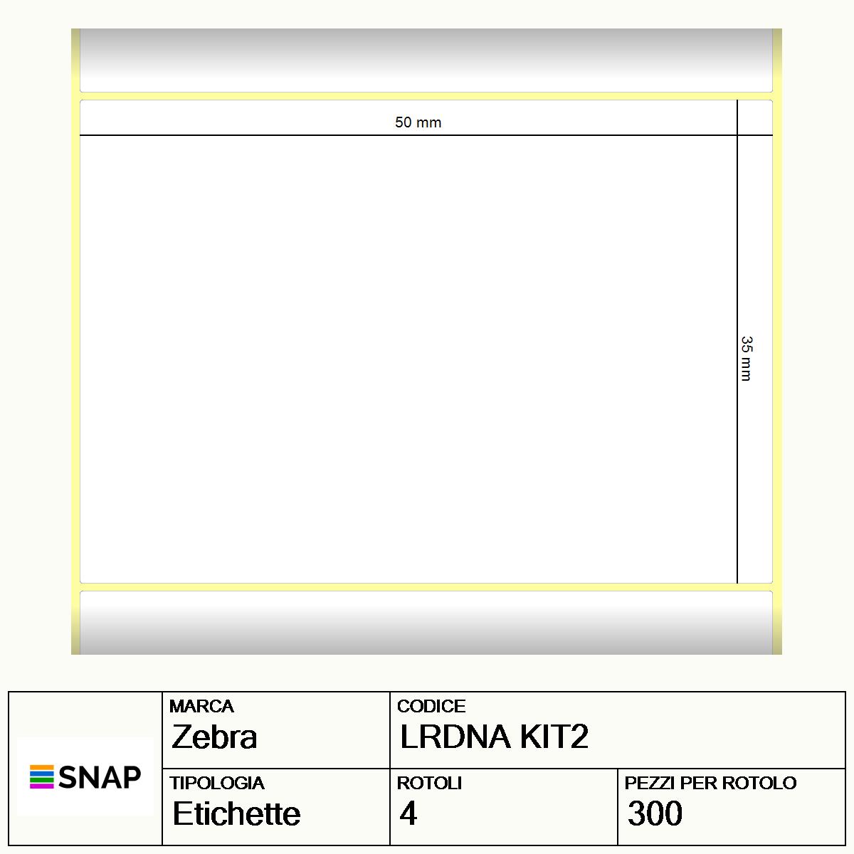 LRDNA KIT2 - Etichette Zebra  Z-Kit Poliestere
