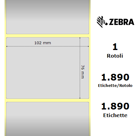 880386-076/S - Etichette Zebra Argento Z-Ultimate 3000T Silver