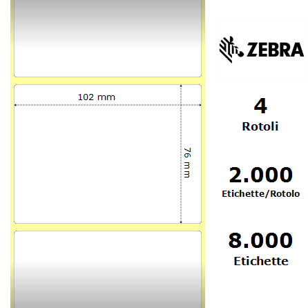 3005778-T - Etichette Zebra  8000T All Temp Carta