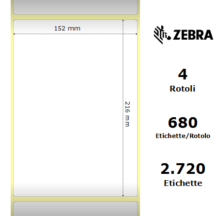 76018 - Etichette Zebra  8000T All Temp Carta