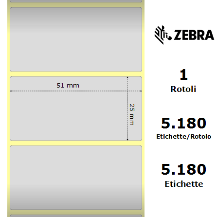 880372-025/S - Etichette Zebra Argento Z-Ultimate 3000T Silver