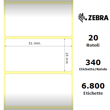 3003347* - Etichette Zebra Bianco, tacca nera posteriore