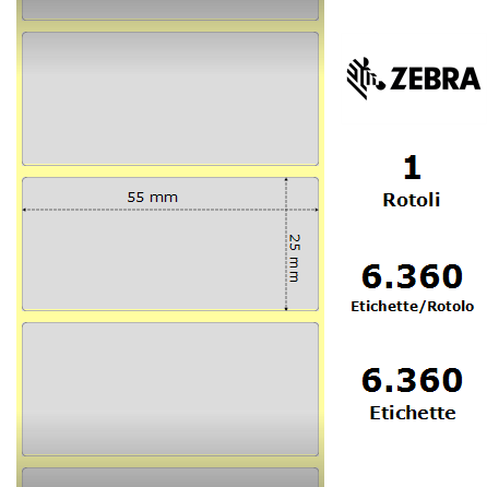 3010666 - Etichette Zebra Argento Z-Ultimate 3000T Silver Poliestere