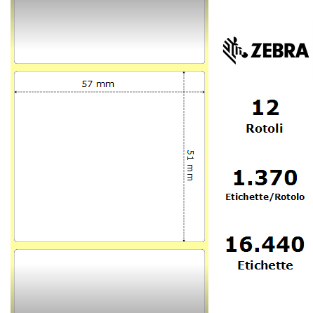 800262-205* - Etichette Zebra  Z-Select 2000D Carta