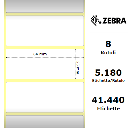 880122-025 - Etichette Zebra  Z-Select 2000T Carta