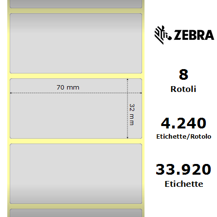 880378-031 - Etichette Zebra Argento Z-Ultimate 3000T Silver