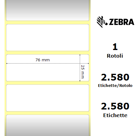 880255-025D/S - Etichette Zebra  Z-Ultimate 3000T White Poliestere