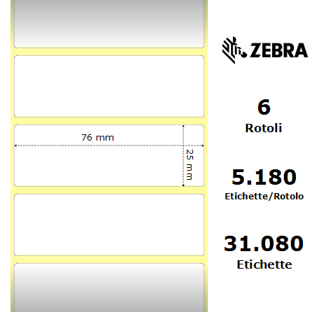 880344-025 - Etichette Zebra  Z-Ultimate 3000T White Poliestere