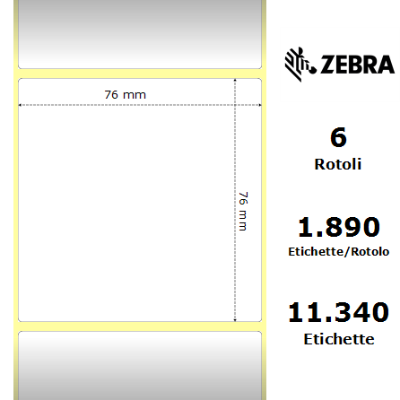 76527 - Etichette Zebra  Z-Select 2000T Carta
