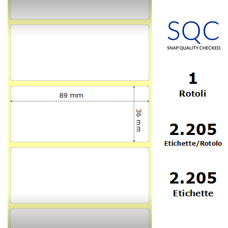 TT089036-PWPC-25/125 - Etichette SQC  S-DESK-PT Carta